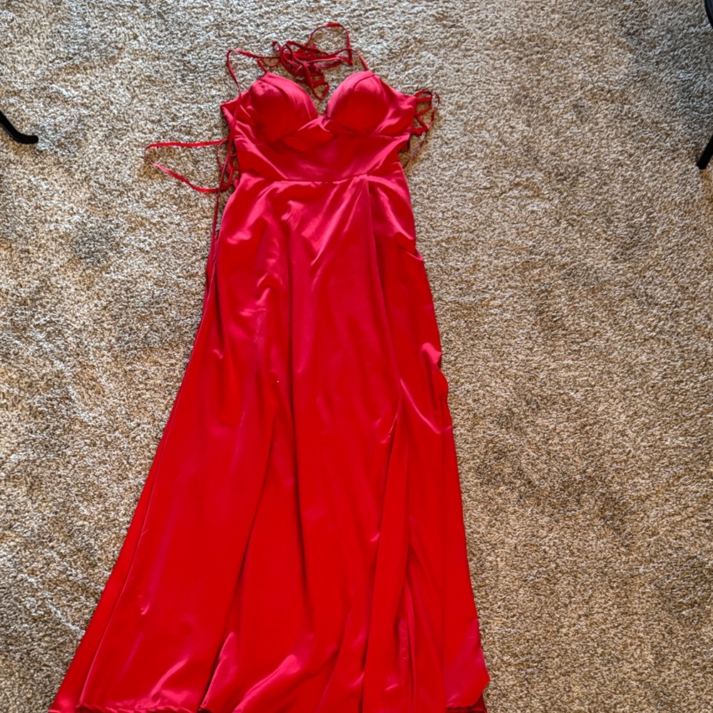 Elegant Red Backless Dress